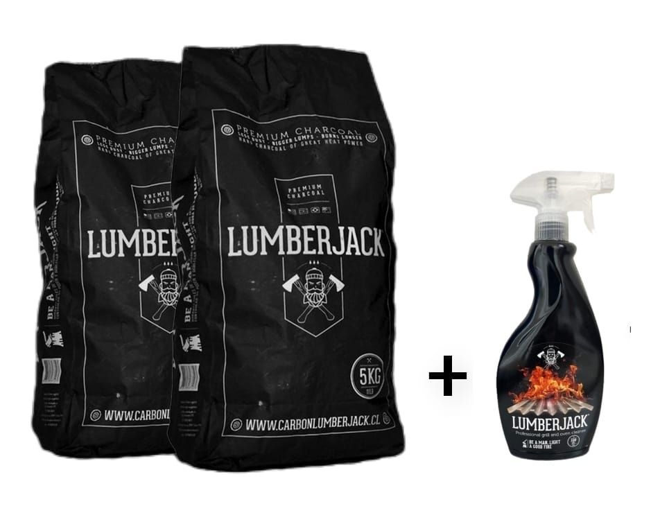 PROMO Carbón Lumberjack 5kg×2 + Desengrasante profesional parrillas Lumberjack 500ml